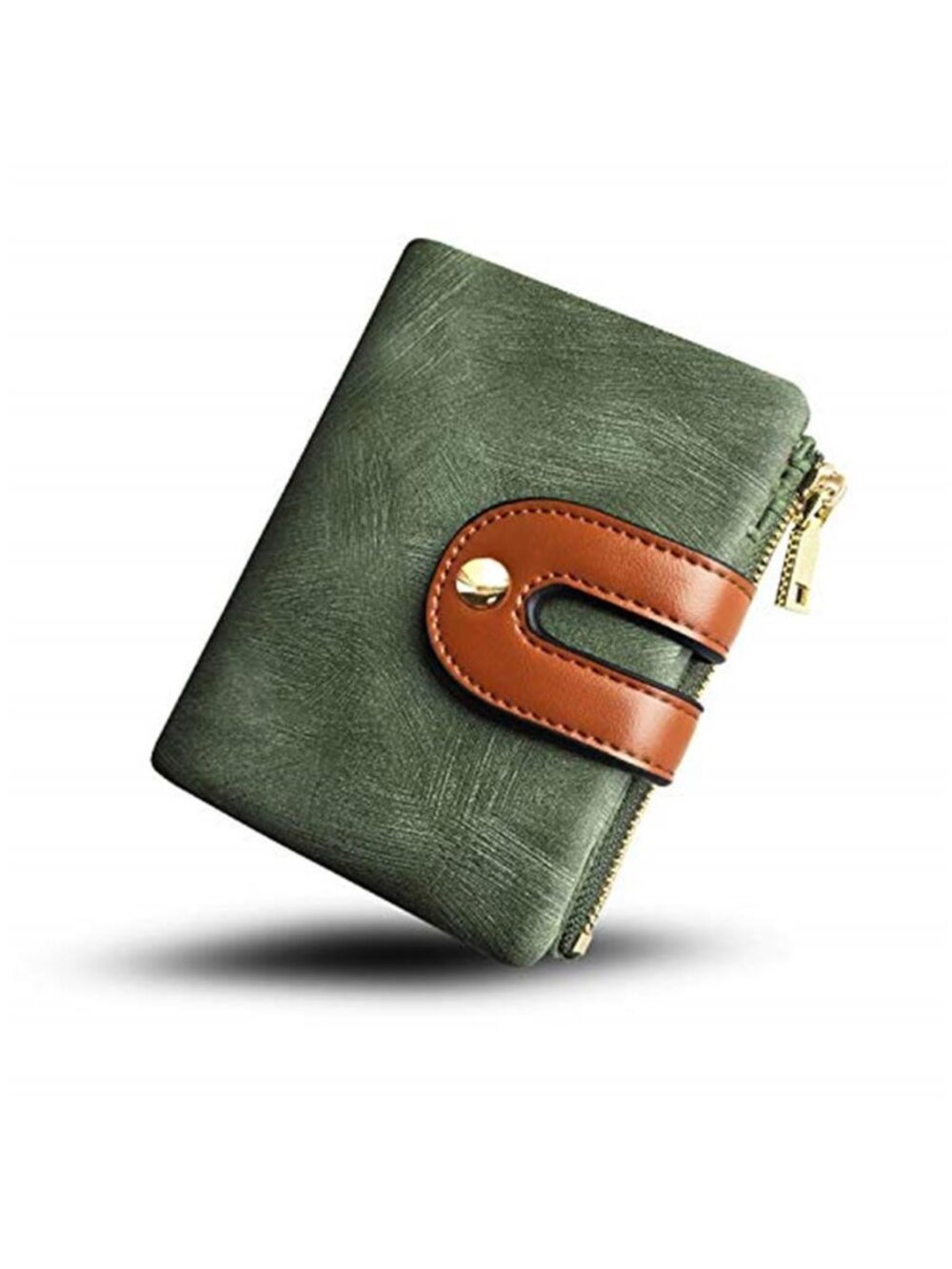 Women Bifold Slim Wallet Faux Leather RFID Zipper Coin Pocket 9 Card Slots